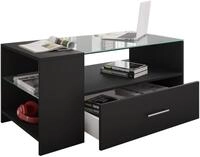 Couchtisch VCM "Holz Sofatisch Couchtisch Schublade Glas Tindala", schwarz, B:100cm