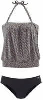 Tankini JETTE, Damen, Gr. 36, N-Gr, schwarz (schwarz, grau), Microfaser, Polyamid,