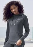 Hoodie H.I.S, Damen, Gr. 32/34, blau (navy), Interlock, Obermaterial: 60% Baumwolle,