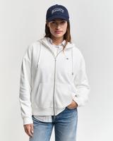 Sweatshirt GANT "Sweatjacke SHIELD ZIP HOODIE", Damen, Gr. L, wei&szlig; (ecru),