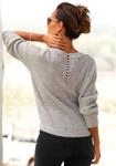 V-Ausschnitt-Pullover LASCANA, Damen, Gr. 32/34, grau (grau, meliert), Rippstrick,