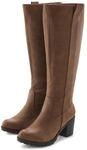 Weitschaftstiefel LASCANA, Damen, Gr. 37, Textil, XL-Schaft, braun, Obermaterial: