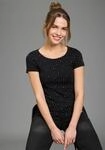 T-Shirt KANGAROOS, Damen, Gr. 32/34, schwarz, Rippware, Obermaterial: 100% Baumwolle,