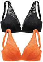 Bralette-BH "BH ohne B&uuml;gel, Spitzen-BH, Bralette", Damen, Gr. 70, Cup A, orange