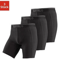 Langer Boxer BUFFALO "Boxershorts f&uuml;r Herren", Herren, Gr. S, 3 Stk., schwarz,