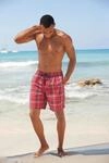 Badeshorts H.I.S "Karo", Herren, Gr. S (46/48), Lang, rot (rot (langgr&ouml;&szlig;e)),