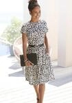 Jerseykleid LASCANA "mit Animalprint", Damen, Gr. 42, N-Gr, beige (creme, schwarz