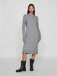 Strickkleid VILA "VIRIL CREW NECK L/S MIDI DRESS - NOOS", Damen, Gr. M, N-Gr, grau