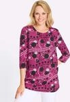 Longshirt CLASSIC BASICS "Longshirt", Damen, Gr. 52, fuchsia, schwarz, bedruckt, 100%