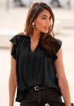 Schlupfbluse LASCANA, Damen, Gr. 34, schwarz, Web, Obermaterial: 100% Viskose,