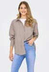 Hemdbluse ONLY "ONLZAZIMA L/S LOOSE SHIRT WVN NOOS", Damen, Gr. XS, silber (silber