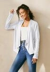 Shirtjacke LASCANA "in offener Form mit Zipfelsaum", Damen, Gr. 32/34, wei&szlig;, Jersey,