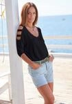 3/4-Arm-Shirt LASCANA, Damen, Gr. 32/34, schwarz, Jersey, Obermaterial: 95% Viskose,