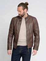 Lederjacke MAZE "Lederjacke Jack", Herren, Gr. S, braun, Obermaterial: 100% Lammleder