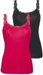 Unterhemd LASCANA, Damen, Gr. 32/34, N-Gr, rot (rot, schwarz), Single Jersey,