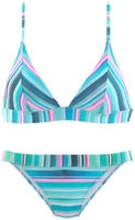 Triangel-Bikini VENICE BEACH, Damen, Gr. 34, Cup C/D, gr&uuml;n (gestreift, t&uuml;rkis),