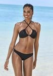 Triangel-Bikini LASCANA, Damen, Gr. 42, Cup C/D, schwarz, Microfaser,
