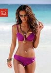 Push-Up-Bikini S.OLIVER, Damen, Gr. 32, Cup A, pink (fuchsia), Microfaser, Polyamid,