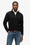 Sweatshirt SUPERDRY "ESSENTIAL LOGO HENLEY", Herren, Gr. S, schwarz, angeraute