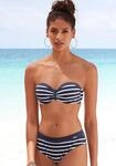 B&uuml;gel-Bandeau-Bikini LASCANA, Damen, Gr. 32, Cup A, blau (marine, wei&szlig;), Polyamid,