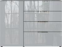 Sideboard GERMANIA "Oakland mit Glasauflage", grau (graphit, silbergrau), B:134cm