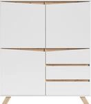 Highboard BYLIVING "Valentin", wei&szlig;, B:120cm H:137cm T:38cm, Holzwerkstoff, Melamin,