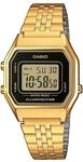 Chronograph CASIO VINTAGE, gold (goldfarben, schwarz), Armbanduhren, Damen,