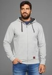 Kapuzensweatjacke MAN'S WORLD, Herren, Gr. S (44/46), grau (grau, melange), angeraute