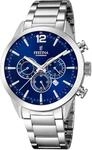 Chronograph FESTINA "Timeless Chronograph", silber (silberfarben, blau),