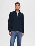 Troyer SELECTED "SLHDANE LS KNIT STRUCTURE HALF ZIP NOOS", Herren, Gr. L, blau (sky