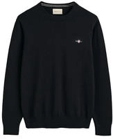 Sweater GANT "Strickpullover CLASSIC COTTON C-NECK", Herren, Gr. XL, schwarz,