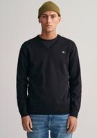 Sweater GANT "Strickpullover CLASSIC COTTON V-NECK", Herren, Gr. L, schwarz,