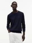 Rundhalspullover TOMMY HILFIGER "ESSENTIAL COTTON", Herren, Gr. L, blau (desert...