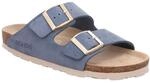 Pantolette ROHDE "SUNNYS N12", Damen, Gr. 37, blau (jeansblau), Veloursleder,