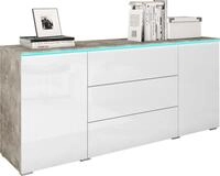 Sideboard HOME AFFAIRE "VERA, grifflos", grau (betonoptik, wei&szlig; hochglanz), B:150cm