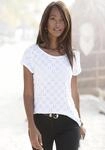 T-Shirt LASCANA, Damen, Gr. 32/34, wei&szlig;, Jersey, Obermaterial: 92% Polyester, 8%