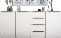 Highboard BORCHARDT M&Ouml;BEL "Tom", wei&szlig; (wei&szlig; matt), B:200cm H:93cm T:35cm,