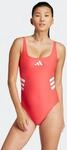 Badeanzug ADIDAS PERFORMANCE "3-STREIFEN U-BACK", Damen, Gr. 44, N-Gr, orange...
