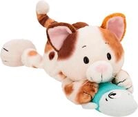 Kuscheltier NICI "Homies GREEN, Gl&uuml;ckskatze & Fisch 30 cm liegend", braun,