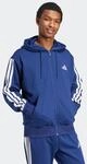 Sweatjacke ADIDAS SPORTSWEAR "ESSENTIALS 3-STREIFEN", Herren, Gr. M, blau