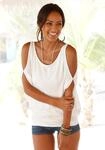 Strandshirt LASCANA, Damen, Gr. 32/34, beige (creme), Jersey, Obermaterial: 100%