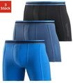 Langer Boxer BENCH., Herren, Gr. S, 3 Stk., blau (blau, schwarz, marine), Jersey,