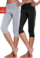 Caprileggings, Damen, Gr. 32/34, N-Gr, grau (1x hellgrau, meliert, 1x schwarz),