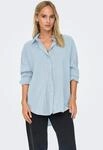 Hemdbluse ONLY "ONLZAZIMA L/S LOOSE SHIRT WVN NOOS", Damen, Gr. XS, chambray...