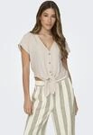 Kurzarmbluse ONLY "ONLSIESTA SS KNOT LIN BL SHIRT PNT NOOS", Damen, Gr. M, gelb