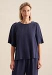 Shirtbluse SEIDENSTICKER "Schwarze Rose", Damen, Gr. XS (34), blau (marine),...