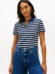 Poloshirt TOMMY HILFIGER "1985 Slim Fit Pique Premium", Damen, Gr. XS (34), blau