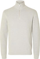 Troyer SELECTED "SLHDANE LS KNIT STRUCTURE HALF ZIP NOOS", Herren, Gr. L, grau (light