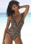 Badeanzug LASCANA "Zaba", Damen, Gr. 36, Cup C/D, schwarz (schwarz, gold),