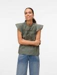 Blusenshirt VERO MODA "VMTRINE SL LACE TOP WVN NOOS", Damen, Gr. XS, gr&uuml;n (laurel